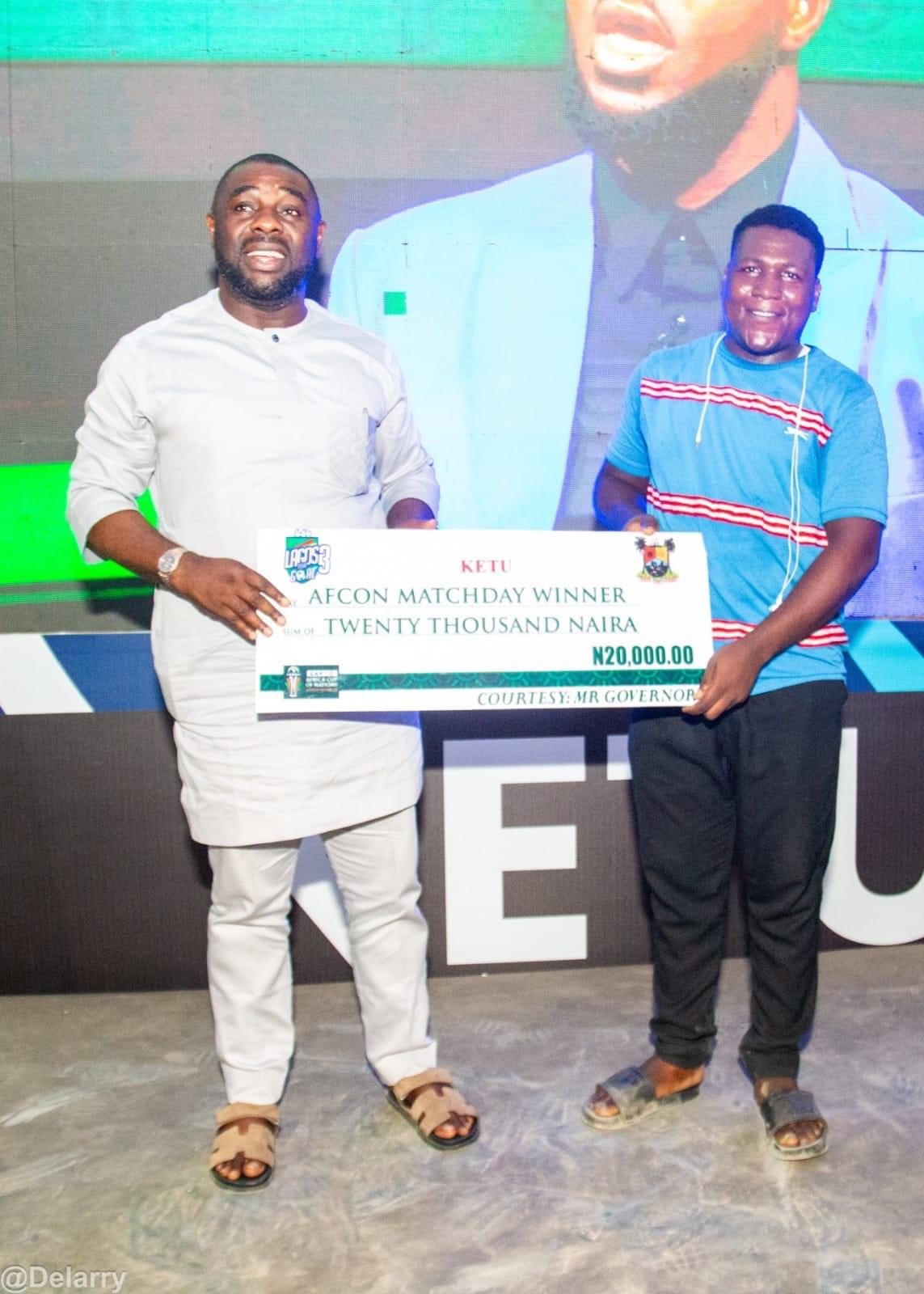 Mayor Dele Oshinowo lights up viewing centre, as Nigeria beat Ivory Coast