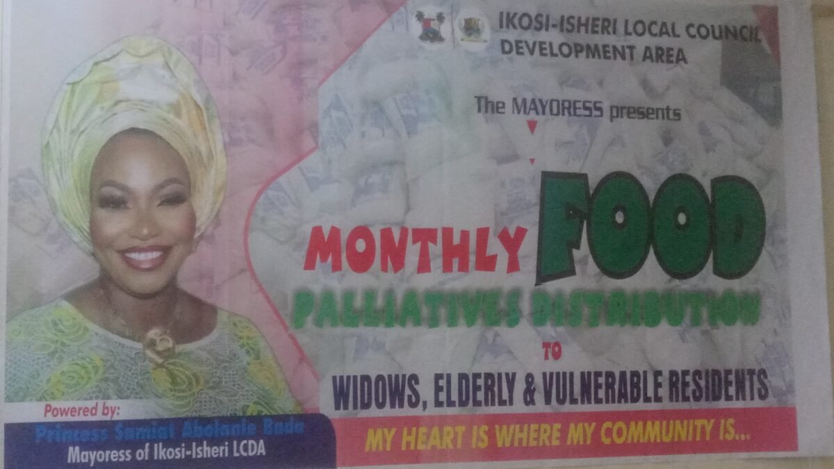 Monthly Food Palliatives Distribution Kicks Off at Ikosi-Isheri LCDA
